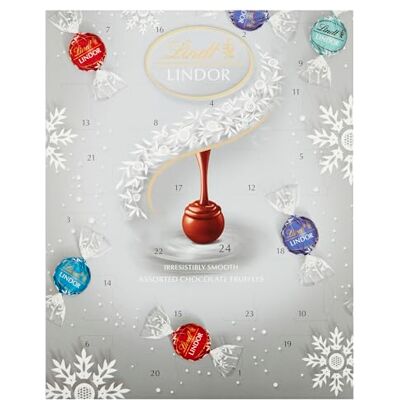 Lindt Lindor Calendrier de l'Avent 2022 Un délicieux assortiment de chocolats au lait, caramel salé, noix de coco et truffes au chocolat blanc pour elle et lui Grand format 300 g - Publicité Lindt Lindor Calendrier de l'Avent 2022 Un délicieux assortiment de chocolats au lait, caramel salé, noix de coco et truffes au chocolat blanc pour elle et lui Grand format 300 g - Publicité