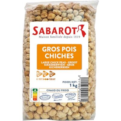 Sabarot Gros pois chiches spécial couscous Sachet 1kg - Publicité Sabarot Gros pois chiches spécial couscous Sachet 1kg - Publicité