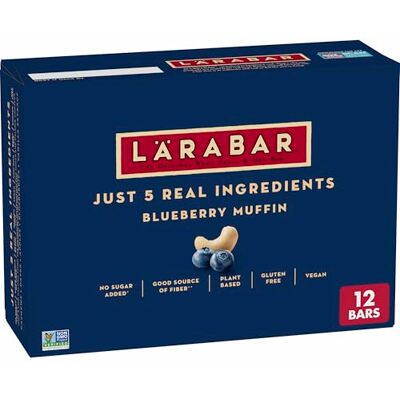 LÄRABAR Larabar Blueberry Muffin Lot de 12 barres de fruits et de noix sans gluten, végétaliennes, 45 ml - Publicité LÄRABAR Larabar Blueberry Muffin Lot de 12 barres de fruits et de noix sans gluten, végétaliennes, 45 ml - Publicité