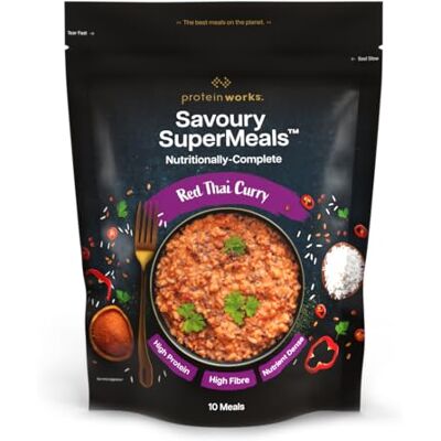 THE PROTEIN WORKS Protein Works Savoury SuperMeals, Red Thai Curry, 10 Repas Savoury SuperMeals, Plat Cuisinés, Plat Préparé Nutritif et Nourrissant, Recette Végétalienne, Riche en Protéines & Fibres - Publicité THE PROTEIN WORKS Protein Works Savoury SuperMeals, Red Thai Curry, 10 Repas Savoury SuperMeals, Plat Cuisinés, Plat Préparé Nutritif et Nourrissant, Recette Végétalienne, Riche en Protéines & Fibres - Publicité