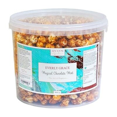 Everly Grace Popcorn – Magical Chocolate Mint, 600 g – Seau de popcorn au chocolat et à la menthe poivrée, fait main en Allemagne - Publicité Everly Grace Popcorn – Magical Chocolate Mint, 600 g – Seau de popcorn au chocolat et à la menthe poivrée, fait main en Allemagne - Publicité