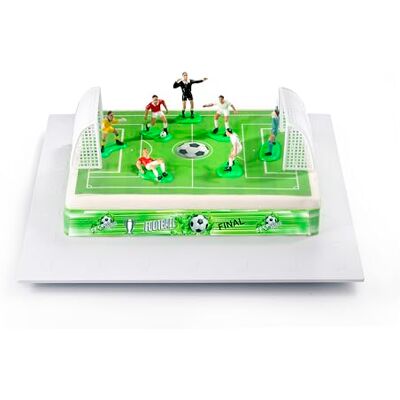 KARDASIS Football Feuille Sucre Comestible 21x28cm Déco Gâteau 3D Feuille sucre comestible Football 21x28cm avec 4 bandes 28x3cm et 9 figurines 3D pour déco gâteau - Publicité KARDASIS Football Feuille Sucre Comestible 21x28cm Déco Gâteau 3D Feuille sucre comestible Football 21x28cm avec 4 bandes 28x3cm et 9 figurines 3D pour déco gâteau - Publicité