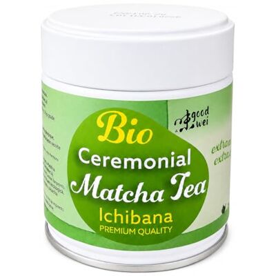 Goodwei Ceremonial Matcha Ichibana Poudre de matcha biologique pure de première cueillette en véritable qualité cérémoniale, 40g - Publicité Goodwei Ceremonial Matcha Ichibana Poudre de matcha biologique pure de première cueillette en véritable qualité cérémoniale, 40g - Publicité
