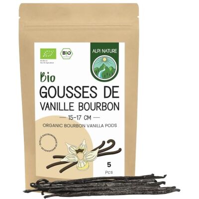 Alpi Nature 5 Gousses de Vanille Bourbon BIO de Madagascar 15-17cm bio Gousse de Vanille Madagascar Qualité Premium pour Extrait, Pâte, Caviar, Arôme, Sucre Vanillé, Glace Vanille et Infusion - Publicité Alpi Nature 5 Gousses de Vanille Bourbon BIO de Madagascar 15-17cm bio Gousse de Vanille Madagascar Qualité Premium pour Extrait, Pâte, Caviar, Arôme, Sucre Vanillé, Glace Vanille et Infusion - Publicité