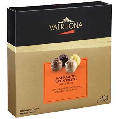 VALRHONA COFFRET 16 TRUFFES ASSORTIMENT DE SAVEURS GOURMANDES 210g - Publicité VALRHONA COFFRET 16 TRUFFES ASSORTIMENT DE SAVEURS GOURMANDES 210g - Publicité