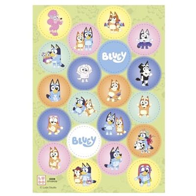 dekora , Mini Disques Comestibles Bluey, Décoration pour Cupcakes et Biscuits, Papier Azyme Bluey et Bingo, Anniversaire Enfant, Sans Gluten, Facile à Poser, Pack de 20 Pièces, 3,4 CM - Publicité dekora , Mini Disques Comestibles Bluey, Décoration pour Cupcakes et Biscuits, Papier Azyme Bluey et Bingo, Anniversaire Enfant, Sans Gluten, Facile à Poser, Pack de 20 Pièces, 3,4 CM - Publicité