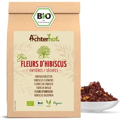 vom-Achterhof Fleurs d'hibiscus bio entièrement séchées 500g goût légèrement acidulé et fruité en qualité bio thé à l'hibiscus doux et aromatique idéal pour les salades, desserts, yaourts vom Achterhof - Publicité vom-Achterhof Fleurs d'hibiscus bio entièrement séchées 500g goût légèrement acidulé et fruité en qualité bio thé à l'hibiscus doux et aromatique idéal pour les salades, desserts, yaourts vom Achterhof - Publicité
