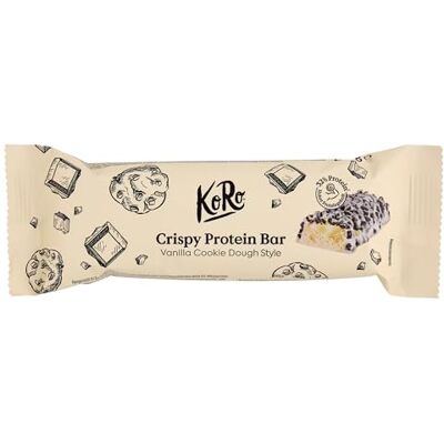 KoRo Barre protéique crunchy cookie dough et vanille. Format de 60 g. Publicité KoRo Barre protéique crunchy cookie dough et vanille. Format de 60 g. Publicité