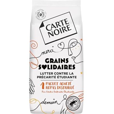 Carte Noire Café Grains Solidaire Paquet de 500 g Contre la Précarité Etudiante Intensité 7 100% Arabica d'Amérique Doux & Biscuité Torréfaction Ambrée - Publicité Carte Noire Café Grains Solidaire Paquet de 500 g Contre la Précarité Etudiante Intensité 7 100% Arabica d'Amérique Doux & Biscuité Torréfaction Ambrée - Publicité