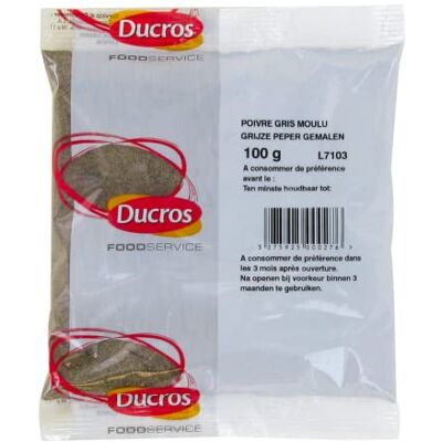 DUCROS Poivre gris moulu 100g Marque 1 sachet - Publicité DUCROS Poivre gris moulu 100g Marque 1 sachet - Publicité