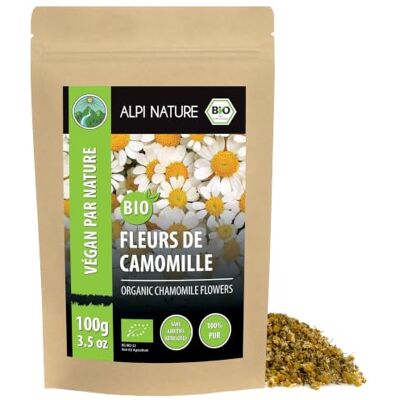 Alpi Nature Camomille BIO Infusion 100g, Fleurs de Camomille Séchées, Qualité Premium, Thé en Vrac - Publicité Alpi Nature Camomille BIO Infusion 100g, Fleurs de Camomille Séchées, Qualité Premium, Thé en Vrac - Publicité