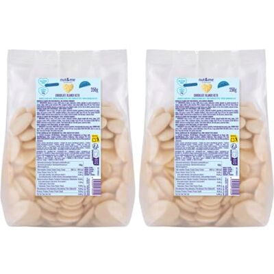 nut&me Pépites de chocolat blanc keto 500 g Pack 2 x 250 g, Végétarien, Sans gluten, sucres ajoutés ni OGM - Publicité nut&me Pépites de chocolat blanc keto 500 g Pack 2 x 250 g, Végétarien, Sans gluten, sucres ajoutés ni OGM - Publicité