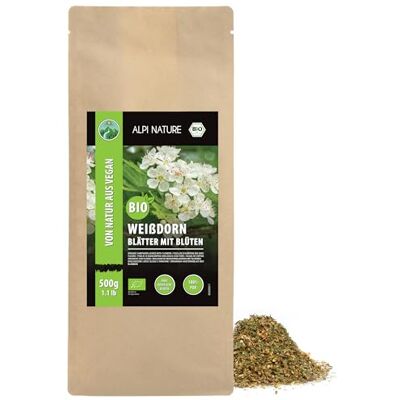 Alpi Nature Aubepine Tisane BIO 500g, Тhé en Vrac, Feuilles et Fleurs d'Aubépine Séchées et Coupées - Publicité Alpi Nature Aubepine Tisane BIO 500g, Тhé en Vrac, Feuilles et Fleurs d'Aubépine Séchées et Coupées - Publicité