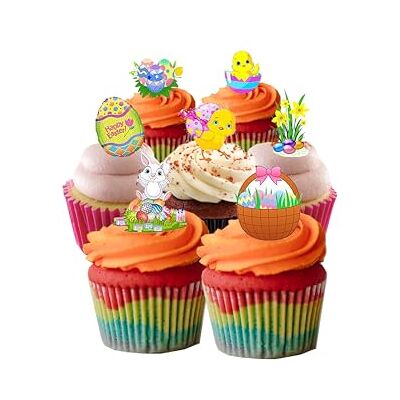 Top That Lot de 30 décorations en papier comestible pour gâteaux sur le thème de Pâques - Publicité Top That Lot de 30 décorations en papier comestible pour gâteaux sur le thème de Pâques - Publicité