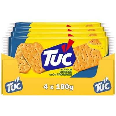 Tuc 4 Paquets de Goût Fromage 100g Crackers Croustillants Format Pratique à Emporter Lot de 4x100g - Publicité Tuc 4 Paquets de Goût Fromage 100g Crackers Croustillants Format Pratique à Emporter Lot de 4x100g - Publicité