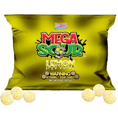 Barnetts Sweets Mega Sour Candy Lemon Citron (227g) - Publicité Barnetts Sweets Mega Sour Candy Lemon Citron (227g) - Publicité
