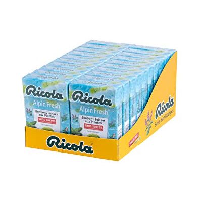 Ricola Bonbons aux Plantes Suisses Parfum Alpin Fresh Rafraîchissant Sans Sucres Lot de 20 boîtes de 50g - Publicité Ricola Bonbons aux Plantes Suisses Parfum Alpin Fresh Rafraîchissant Sans Sucres Lot de 20 boîtes de 50g - Publicité