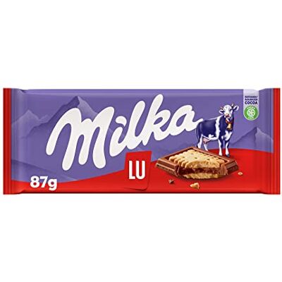 Milka Chocolat LU Chocolat avec des pièces de biscuits Lu 87gr/3.07oz - Publicité Milka Chocolat LU Chocolat avec des pièces de biscuits Lu 87gr/3.07oz - Publicité