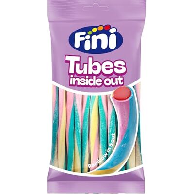 Fini Bâton Tubes Rainbow Inside Out Réglisse à la fraise couverte de nuage coloré Sachet de 80 g. Publicité Fini Bâton Tubes Rainbow Inside Out Réglisse à la fraise couverte de nuage coloré Sachet de 80 g. Publicité