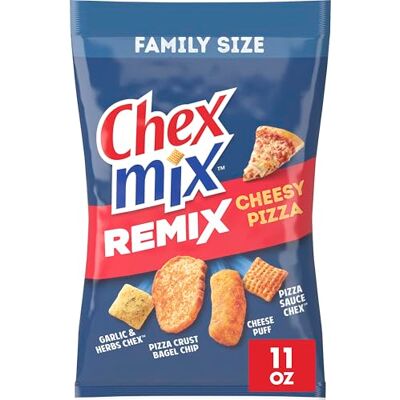 Chex Mix Mélange à collation, pizza au fromage Remix, sac à goûter salé, 325 ml - Publicité Chex Mix Mélange à collation, pizza au fromage Remix, sac à goûter salé, 325 ml - Publicité