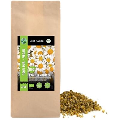 Alpi Nature Camomille BIO Infusion 250g, Fleurs de Camomille Séchées, Qualité Premium, Thé en Vrac - Publicité Alpi Nature Camomille BIO Infusion 250g, Fleurs de Camomille Séchées, Qualité Premium, Thé en Vrac - Publicité