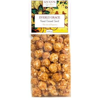Everly Grace Popcorn – Peanut Caramel Swirl, 100 g – Sachets de popcorn au beurre de cacahuète et caramel de notre manufacture à Augsbourg, Allemagne - Publicité Everly Grace Popcorn – Peanut Caramel Swirl, 100 g – Sachets de popcorn au beurre de cacahuète et caramel de notre manufacture à Augsbourg, Allemagne - Publicité