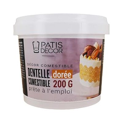 PATISDECOR Dentelle comestible dorée prête à l'emploi 200 g - Publicité PATISDECOR Dentelle comestible dorée prête à l'emploi 200 g - Publicité