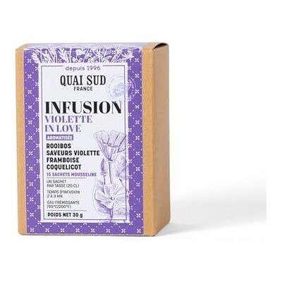 QUAI SUD Infusion "Violette In Love" Rooibos Violette Framboise Coquelicot 15 infusettes 30G - Publicité QUAI SUD Infusion "Violette In Love" Rooibos Violette Framboise Coquelicot 15 infusettes 30G - Publicité