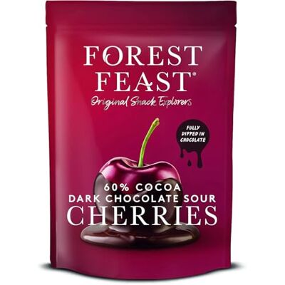 FOREST FEAST Lot de 6 cerises aigres séchées enrobées de chocolat noir 120 g Friandises sucrées et tartelées aux fruits avec 60 % de chocolat noir belge, sans gluten et collation végétalienne - Publicité FOREST FEAST Lot de 6 cerises aigres séchées enrobées de chocolat noir 120 g Friandises sucrées et tartelées aux fruits avec 60 % de chocolat noir belge, sans gluten et collation végétalienne - Publicité