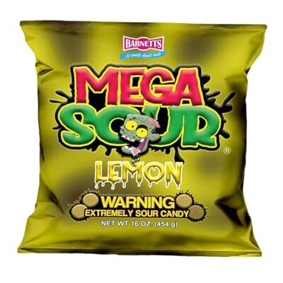 Barnetts Sweets Mega Sour Candy Lemon Citron (454g) - Publicité Barnetts Sweets Mega Sour Candy Lemon Citron (454g) - Publicité