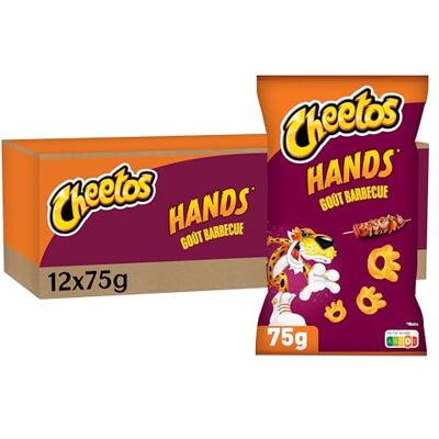 Cheetos Hands Biscuits Apéritifs Soufflés Goût Barbecue 75g Lot de 12 - Publicité Cheetos Hands Biscuits Apéritifs Soufflés Goût Barbecue 75g Lot de 12 - Publicité