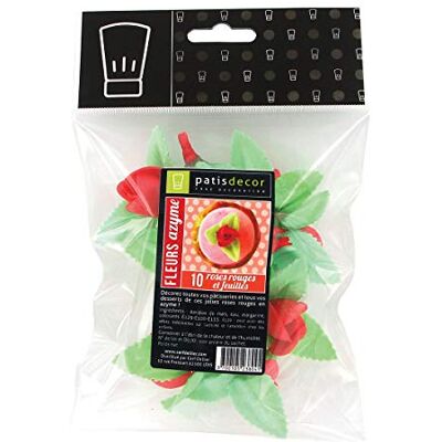 PATISDECOR Roses Rouges/Feuilles Azyme 10 21 g P1325 - Publicité PATISDECOR Roses Rouges/Feuilles Azyme 10 21 g P1325 - Publicité