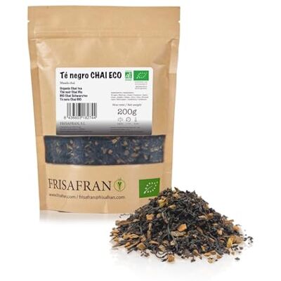 FRISAFRAN Thé noir Chai en vrac Bio 200g Antioxydant Énergisant Anti inflammatoire détox décaféiné naturel sans additifs thé aux épices Mélange instantané de poudre de thé chai - Publicité FRISAFRAN Thé noir Chai en vrac Bio 200g Antioxydant Énergisant Anti inflammatoire détox décaféiné naturel sans additifs thé aux épices Mélange instantané de poudre de thé chai - Publicité