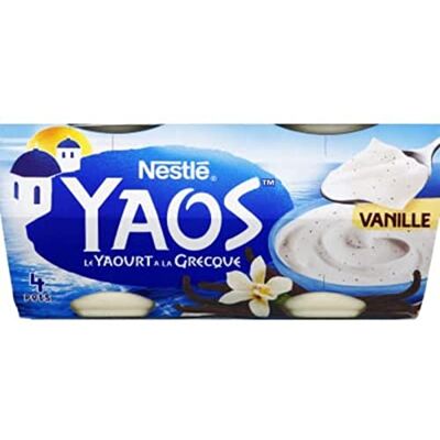 YAOS Yaourt à la Grecque vanille Les 4 pots de 125g - Publicité YAOS Yaourt à la Grecque vanille Les 4 pots de 125g - Publicité