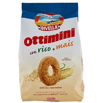 Divella Ottimini Biscuits avec riz et maïs 400 g - Publicité Divella Ottimini Biscuits avec riz et maïs 400 g - Publicité