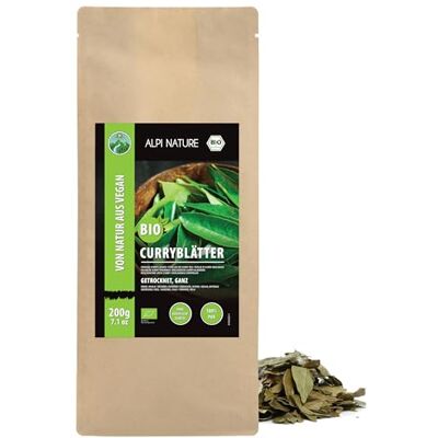 Alpi Nature Feuille de Curry BIO Séchées 200g, Feuilles de Curry Séchées pour la Cuisine et l'Assaisonnement - Publicité Alpi Nature Feuille de Curry BIO Séchées 200g, Feuilles de Curry Séchées pour la Cuisine et l'Assaisonnement - Publicité