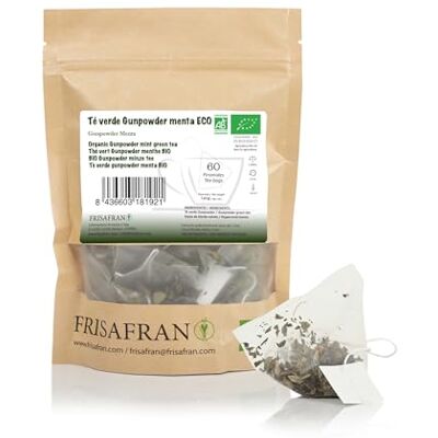 FRISAFRAN Thé Vert à la Menthe Gunpowder Bio en Pyramides 60Un 120g Antioxydant Digestif Boisson Rafraîchissante Infusion Japonaise Pur Feuilles de Menthe Chaud-Froid - Publicité FRISAFRAN Thé Vert à la Menthe Gunpowder Bio en Pyramides 60Un 120g Antioxydant Digestif Boisson Rafraîchissante Infusion Japonaise Pur Feuilles de Menthe Chaud-Froid - Publicité