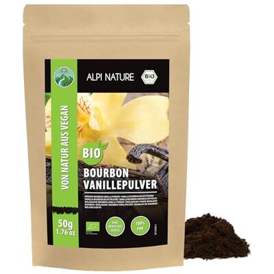 Alpi Nature Vanille en Poudre Bourbon BIO 50g, Gousse de Vanille Bourbon de Madagascar Moulue Qualité A - Publicité Alpi Nature Vanille en Poudre Bourbon BIO 50g, Gousse de Vanille Bourbon de Madagascar Moulue Qualité A - Publicité