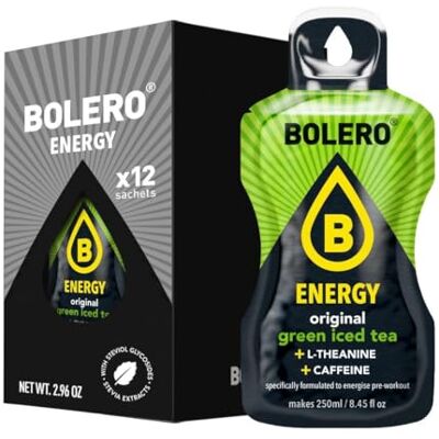 Bolero Energy 7 g x 12 sachets Boisson en poudre sans sucre Végan & sans gluten Pour un mode de vie actif (12x7g, Thé Vert Glacé) - Publicité Bolero Energy 7 g x 12 sachets Boisson en poudre sans sucre Végan & sans gluten Pour un mode de vie actif (12x7g, Thé Vert Glacé) - Publicité