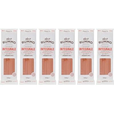 Rummo Pasta Lot de 6 paquets de 500 g de pâtes à spaghetti intégrales N°3 pour pâtes à grains entiers - Publicité Rummo Pasta Lot de 6 paquets de 500 g de pâtes à spaghetti intégrales N°3 pour pâtes à grains entiers - Publicité