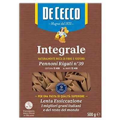 De Cecco Pennoni Rigati n°39 Integrali Lot de 3 pâtes à grains entiers 500 g - Publicité De Cecco Pennoni Rigati n°39 Integrali Lot de 3 pâtes à grains entiers 500 g - Publicité
