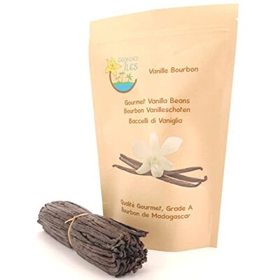 Grandes Îles Gousse de Vanille Bourbon de Madagascar 10 gousses 16 cm environ fraîches extra non fendues poids 30g environ qualité gourmet. Qualité Premium en sachet fraîcheur refermable. Publicité Grandes Îles Gousse de Vanille Bourbon de Madagascar 10 gousses 16 cm environ fraîches extra non fendues poids 30g environ qualité gourmet. Qualité Premium en sachet fraîcheur refermable. Publicité