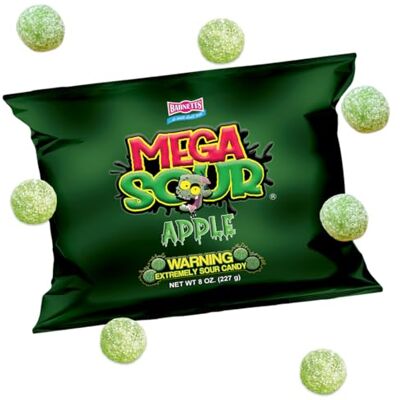 Barnetts Sweets Mega Sour Candy Apple Pomme (227g) - Publicité Barnetts Sweets Mega Sour Candy Apple Pomme (227g) - Publicité
