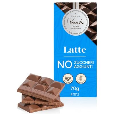 Venchi Tablette Lait NO Added Sugar, 70 g Sans Édulcorants Artificiels Sans Gluten - Publicité Venchi Tablette Lait NO Added Sugar, 70 g Sans Édulcorants Artificiels Sans Gluten - Publicité