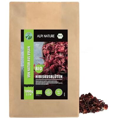 Alpi Nature Hibiscus BIO Tisane 1kg, Fleurs d'Hibiscus Entières Séchées, Thé en Vrac - Publicité Alpi Nature Hibiscus BIO Tisane 1kg, Fleurs d'Hibiscus Entières Séchées, Thé en Vrac - Publicité