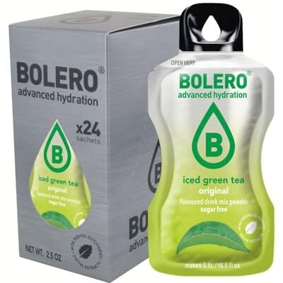 Bolero THÉ VERT GLACÉ ORIGINAL 24x3g Poudre pour boisson sans sucre, édulcorée à la stévia + vitamine C convient aux enfants, aux sportifs et aux diabétiques sans gluten - Publicité Bolero THÉ VERT GLACÉ ORIGINAL 24x3g Poudre pour boisson sans sucre, édulcorée à la stévia + vitamine C convient aux enfants, aux sportifs et aux diabétiques sans gluten - Publicité