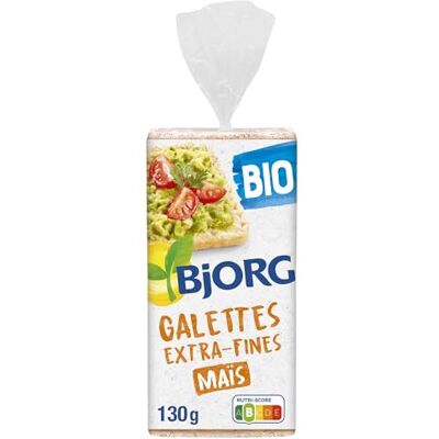 BJORG Galettes Extra-fines Maïs Sans gluten Pauvre en sel 130 g Lot de 6 - Publicité BJORG Galettes Extra-fines Maïs Sans gluten Pauvre en sel 130 g Lot de 6 - Publicité
