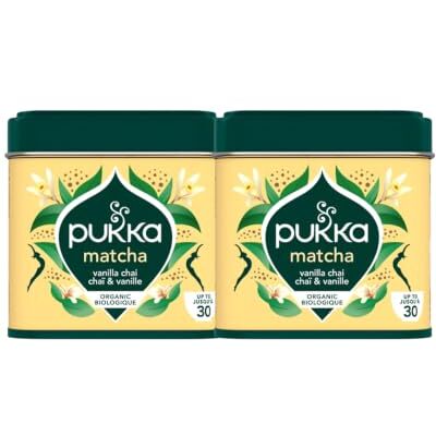 Pukka Matcha Bio Vanille Chai Poudre de matcha bio à la vanille & épices chai Saveur aromatique et épicée Idéal matcha latte & boissons gourmandes – Lot de 2x30 g - Publicité Pukka Matcha Bio Vanille Chai Poudre de matcha bio à la vanille & épices chai Saveur aromatique et épicée Idéal matcha latte & boissons gourmandes – Lot de 2x30 g - Publicité