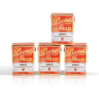 Pastiglie Leone Leone depuis 1857 Pastilles Leone Spritz – Petite Boîte Bonbons Leone Bonbons saveur Spritz Sans Gluten et Végans – 4 petites boîtes de 27g (4 x 27g) - Publicité Pastiglie Leone Leone depuis 1857 Pastilles Leone Spritz – Petite Boîte Bonbons Leone Bonbons saveur Spritz Sans Gluten et Végans – 4 petites boîtes de 27g (4 x 27g) - Publicité