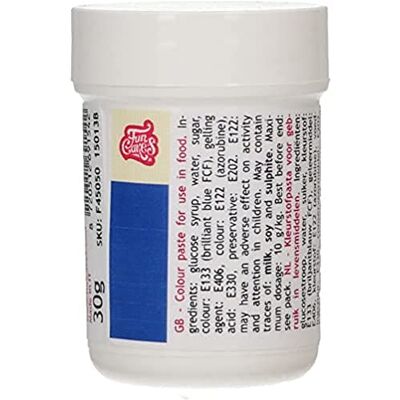 FunCakes Pâte Colorante Alimentaire Bleu Royal; Pâte colorante alimentaire concentrée pour pâte, crème, pâte à sucre, pâte d'amande, pâte, pâte à modeler et pâte à fleurs. Halal et casher. 30 grammes - Publicité FunCakes Pâte Colorante Alimentaire Bleu Royal; Pâte colorante alimentaire concentrée pour pâte, crème, pâte à sucre, pâte d'amande, pâte, pâte à modeler et pâte à fleurs. Halal et casher. 30 grammes - Publicité